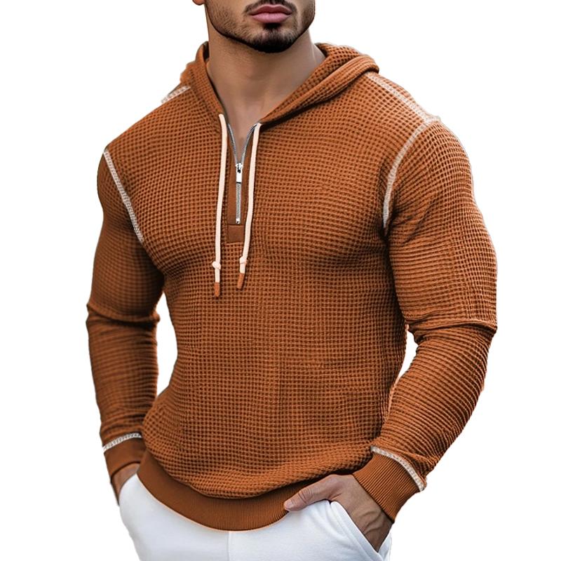 Men's Waffle Casual Zip-Up Hoodie 83890929X