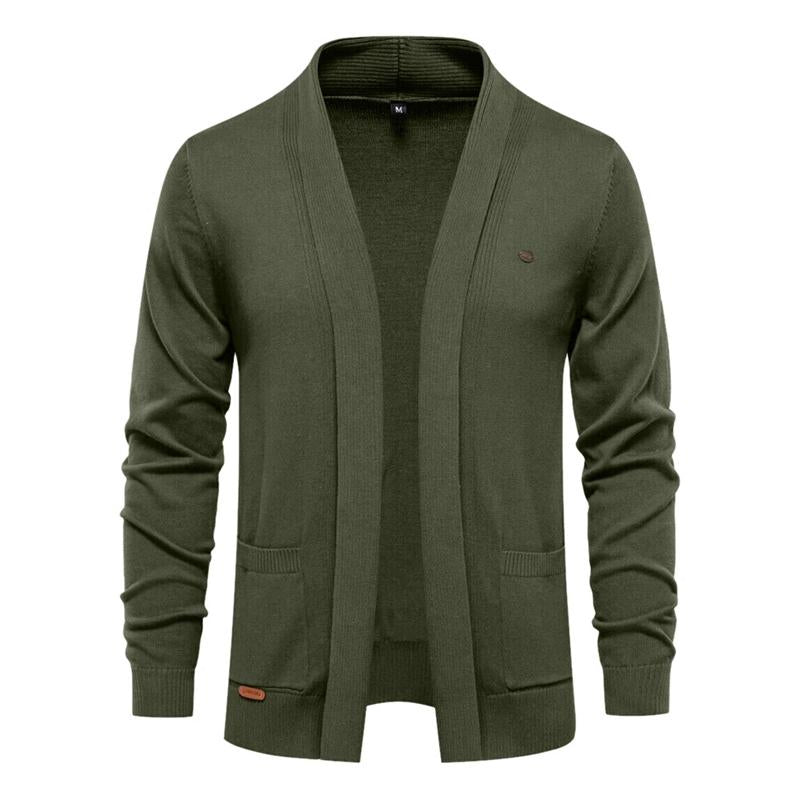 Men's Solid Color V-neck Knitted Cardigan Jacket 88508346X