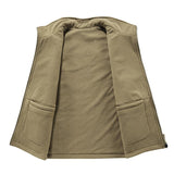 Men's Casual Outdoor Stand Collar Reversible Fleece Warm Multi-pocket Vest 10186640M