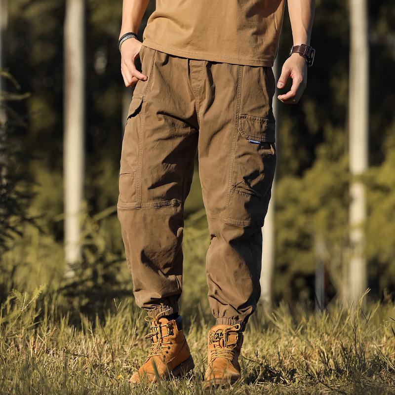 Men's Retro Casual Lumberjack Solid Color Workwear Mountaineering Pants 56098798TO