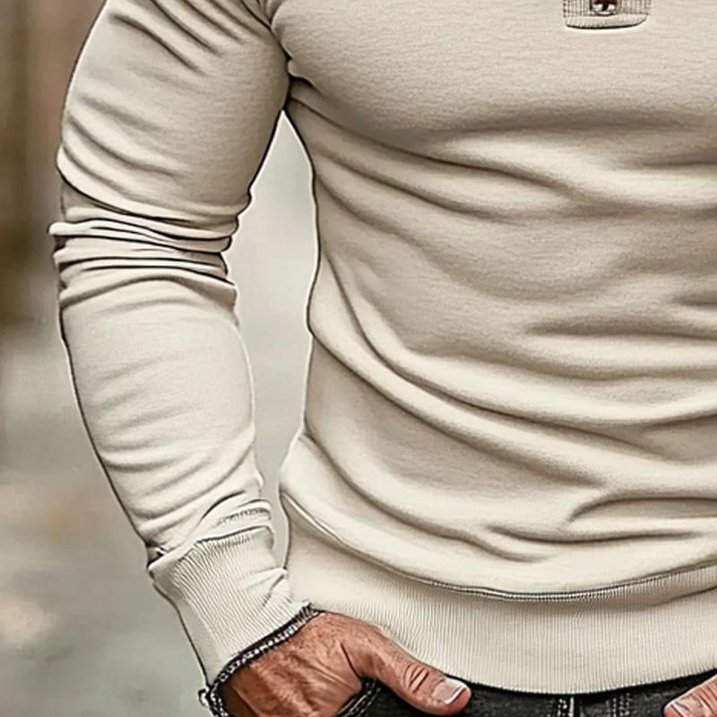 Sweat-shirt décontracté à col montant de couleur unie pour hommes 78659907X