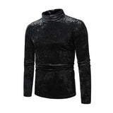 Men's Classic Retro Casual Turtleneck Suede Slim Long Sleeve T-Shirt 66589599K