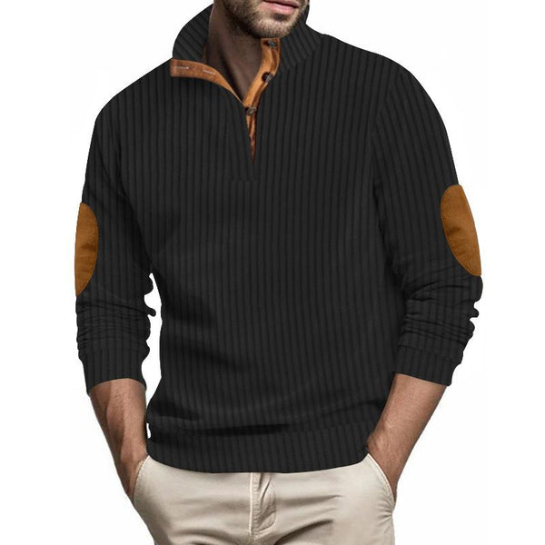 Men's Stand Collar Vertical Striped Jacquard Long Sleeve Sweatshirt 41942789Z