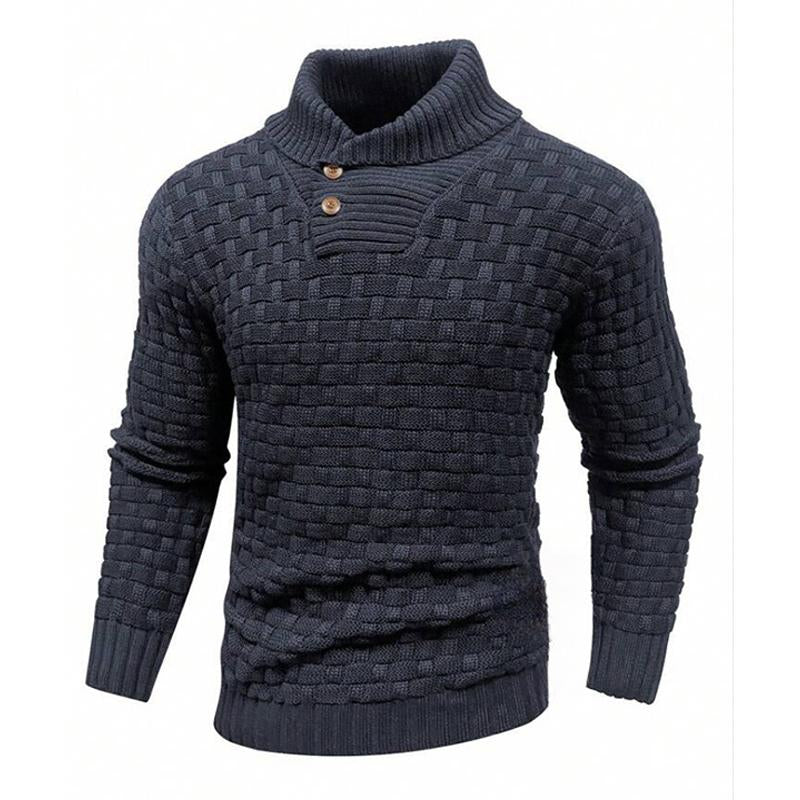 Men's Solid Color Round Neck Pullover Lapel Sweater 19352883X