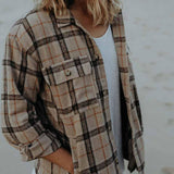 Men's Retro Loose Plaid Lapel Long Sleeve Shirt 58147944Y