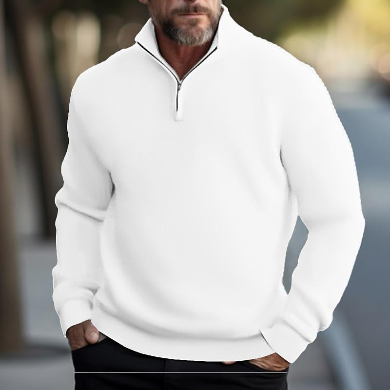 Men's Casual Solid Color Half Stand Collar Zip Sweatshirt 82718510X