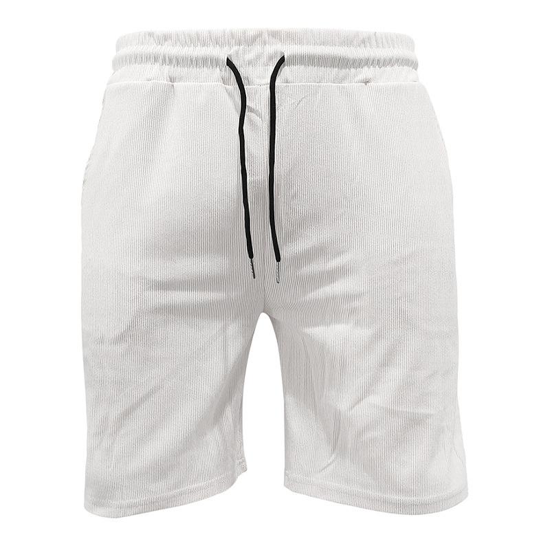 Men's Solid Corduroy Lapel Short Sleeve Shirt Shorts Casual Set 52060206Z