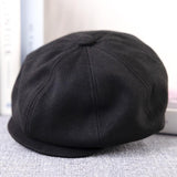 Men's Autumn and Winter Octagonal Striped Beret Hat 40597672U