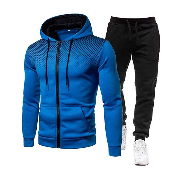 Men's Classic Casual Autumn and Winter Hooded Long Sleeve Hoodie Elastic Waist Sweatpants Set 57040185K