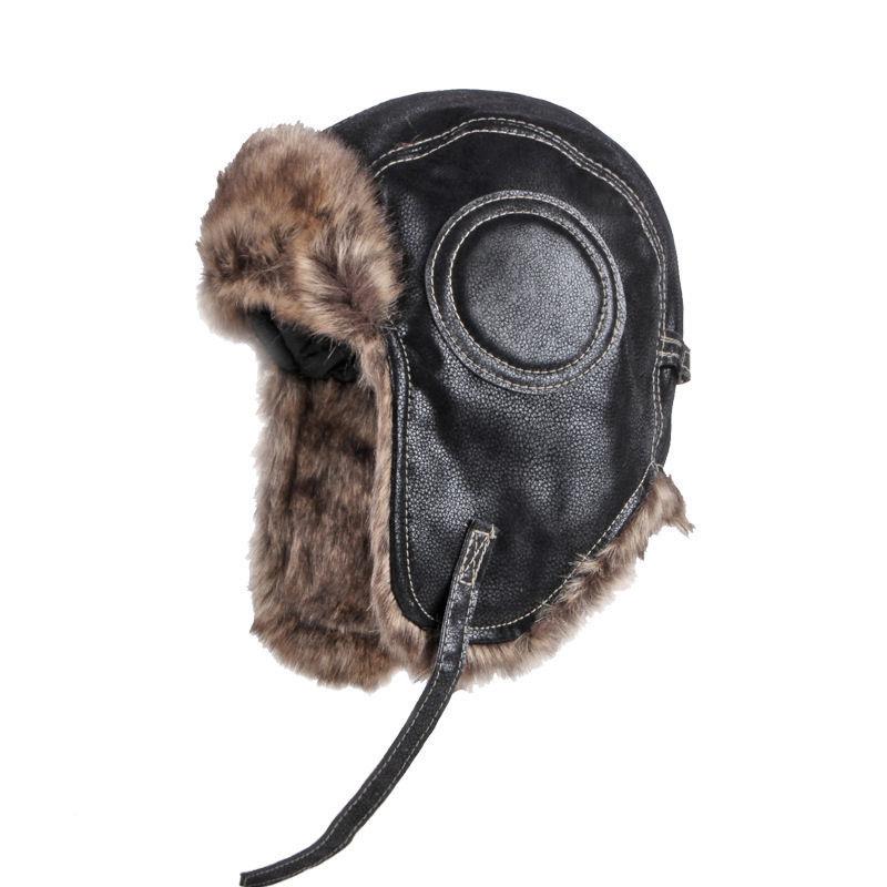 Men's Classic Retro Winter Warm Earmuffs PU Leather Hat 82207831K