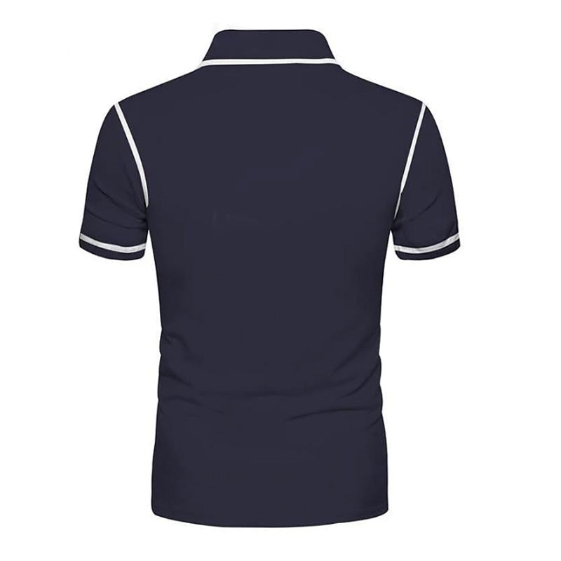 Men's Colorblock Print Zipper Lapel Short-Sleeved Polo Shirt 64016265Y