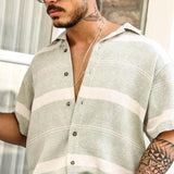 Men's Casual Printed Lapel Short Sleeve Shirt 20009012Y