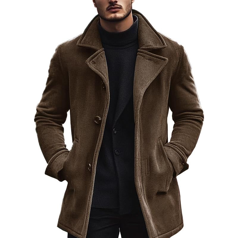 Men's Solid Canvas Lapel Coat 60107836X