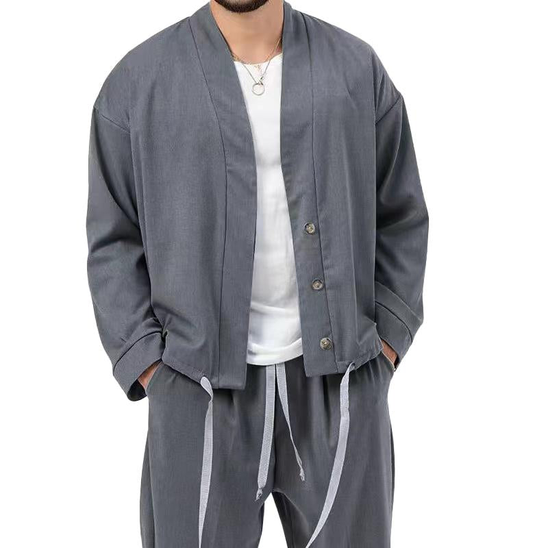 Men's Solid Color V-neck Casual Sports Jacket 69883198X