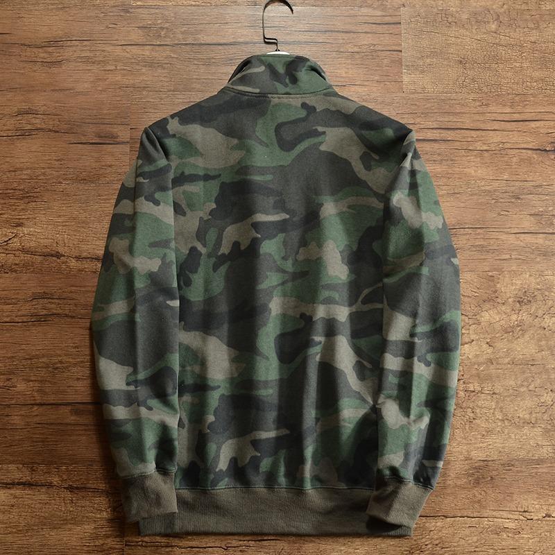 Men's Vintage Camouflage Stand Collar Zip-Up Jacket 45465127X