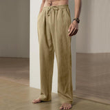 Men's Casual Solid Color Linen Breathable Loose Pants 13939824M