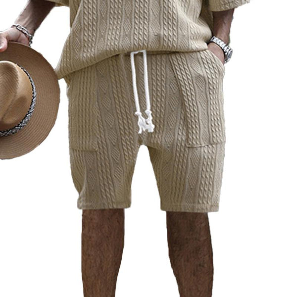 Men's Casual Solid Color Jacquard Multi-Pocket Shorts 73256163Y