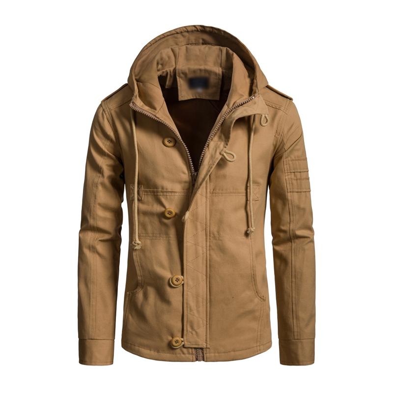 Veste cargo slim à capuche en coton délavé pour homme 77422336M