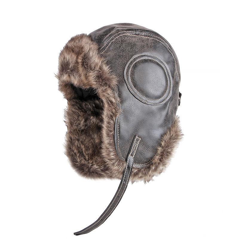 Men's Classic Retro Winter Warm Earmuffs PU Leather Hat 82207831K