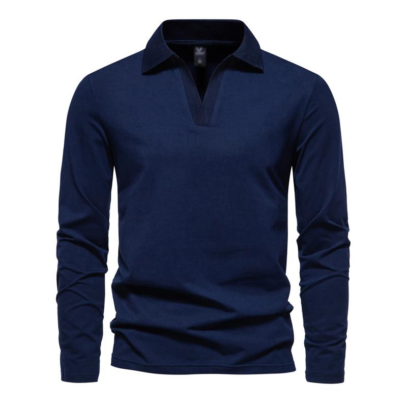 Men's V Neck Lapel Long Sleeve T-Shirt 44630040U