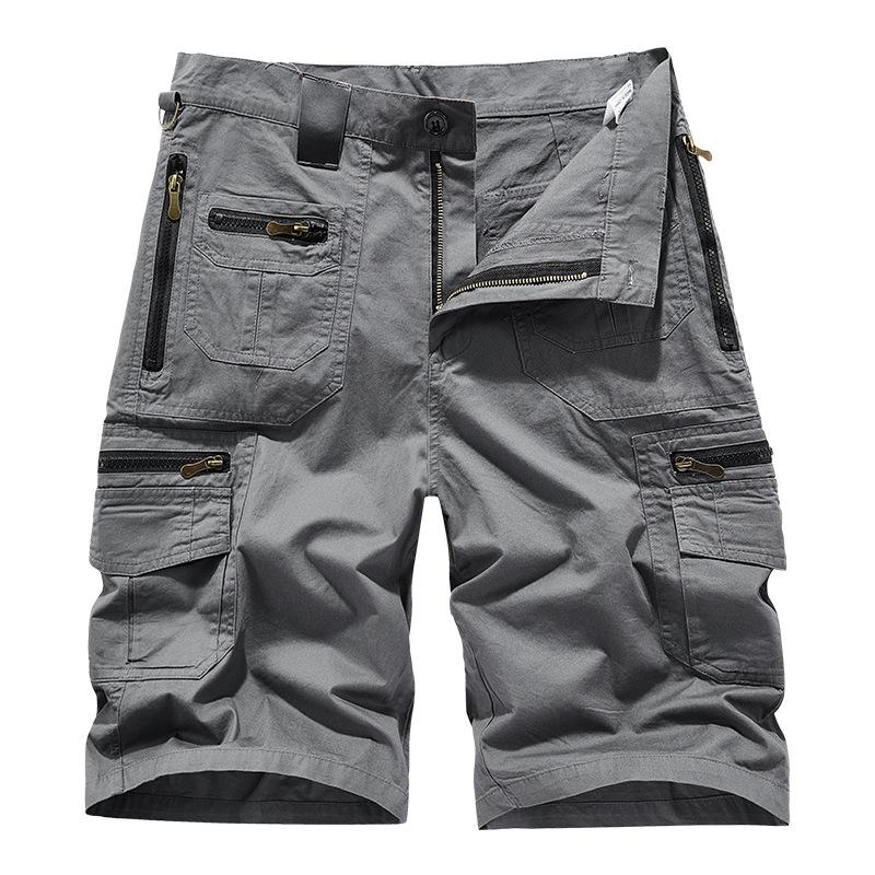 Men's Casual Outdoor Multi-Pocket Cotton Washed Cargo Shorts 92080038M