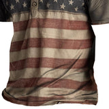 Men's Casual Retro Printed V-neck T-shirt 05974043X