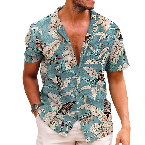 Men's Vintage Beach Monstera Hawaiian Short Sleeve Shirt 97257095TO