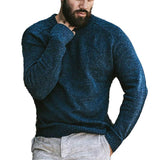 Men's Solid Color Retro Crew Neck Pullover Sweater 02497568X
