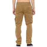Men's Casual Solid Color Corduroy Multi-Pocket Cargo Pants 54417215Y