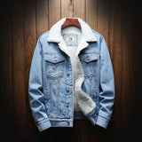 Men's Casual Teddy Fleece Insulated Long Sleeve Denim Jacket 23410323Y