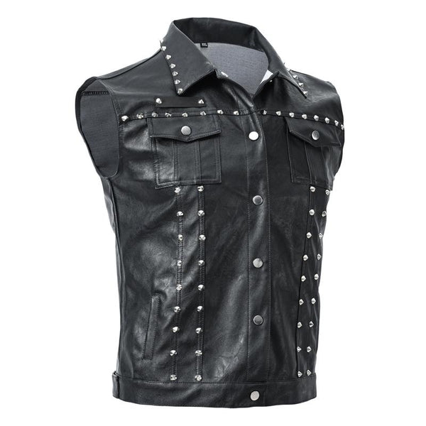 Men's Punk Rivet Lapel Motorcycle Vest 86150652U