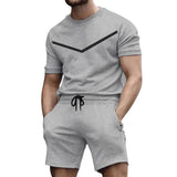 Men's Sports Solid Color Round Neck T-Shirt Short Sleeve Shorts Set 53183310Y
