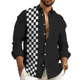 Men's Vintage Checkerboard Lapel Shirt 70443179TO