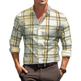 Men's Plaid Long Sleeve Loose Casual Lapel Shirt 48473293X