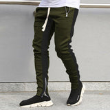Men's Casual Sports Lace-up Colorblock Zipper Pants 40398144M