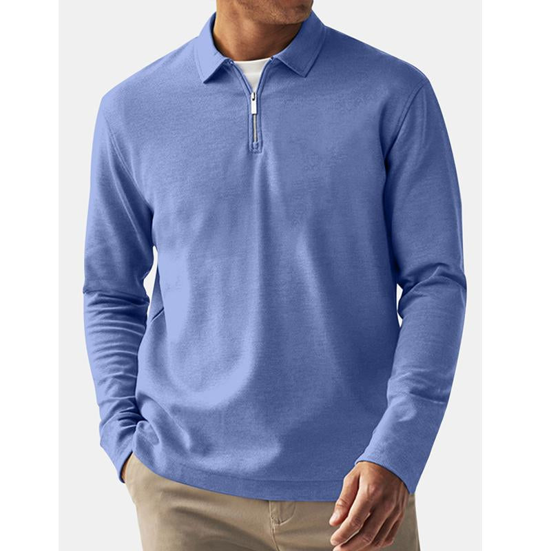 Men's Solid Color Zip-Up Collar Sweatshirt 94700179Y