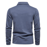 Men's Casual Solid Color Lapel Long Sleeve Polo Shirt 35348056X