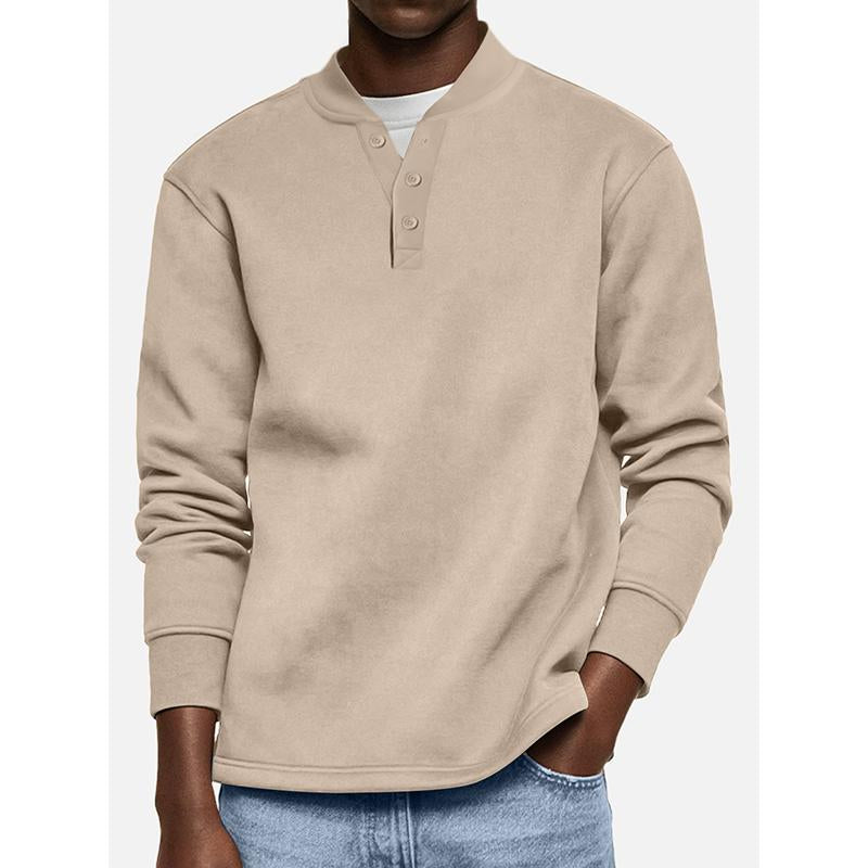 Men's Solid Henley Long Sleeve Sweatshirt 16949152Y