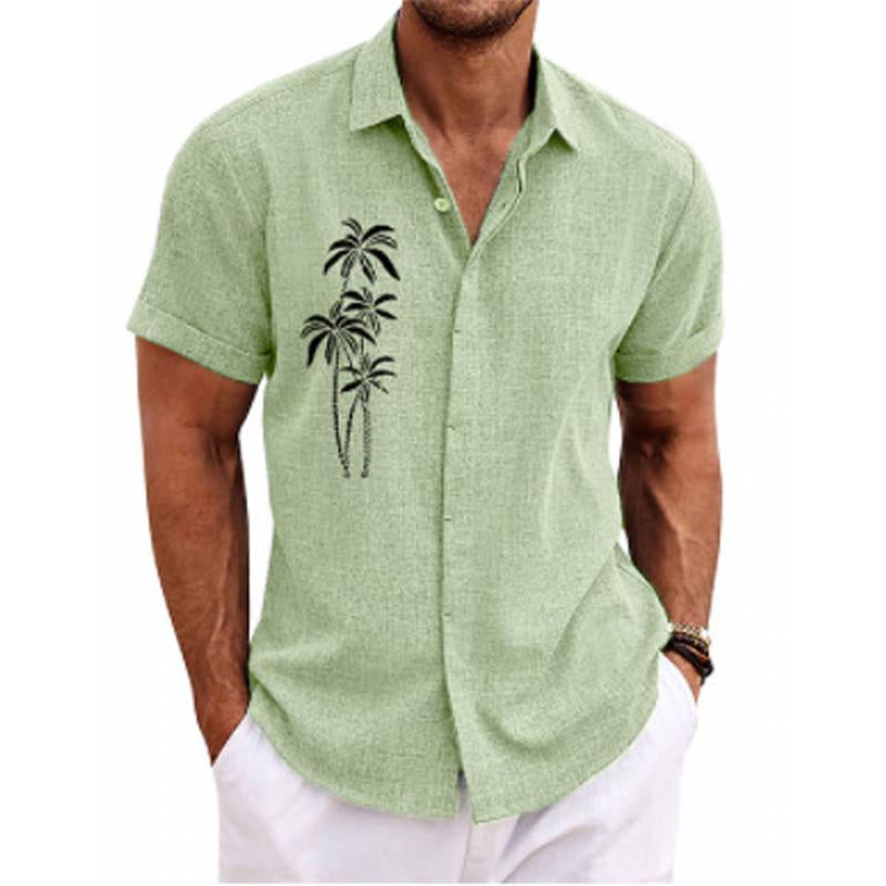 Men's Hawaiian Print Short Sleeve Lapel Shirt 79339921X