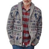 Men's Lapel Vintage Jacquard Single Breasted Knitted Cardigan 51896786M