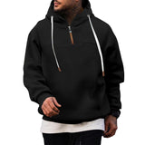 Men's Casual Zipper Collar Patchwork Loose Pullover Hoodie 74885252M