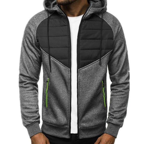 Men's Cotton Splicing Casual Zipper Hooded Jacket 38428441X