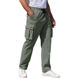 Men's Casual Solid Color Drawstring Cargo Multi-Pocket Trousers 87211030Y