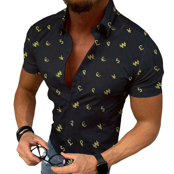 Men's Casual Simple Symbol Short Sleeve Shirt 69353256TO