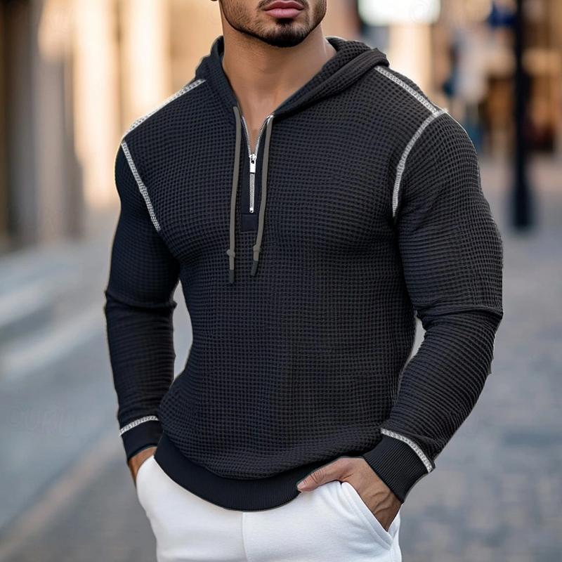 Lässiger Kapuzenpullover mit Reißverschluss und Waffelmuster für Herren 83890929X