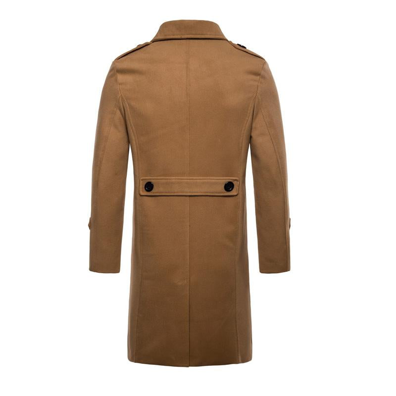 Men's Solid Color Single Breasted Trench Coat Long Coat 24432845X