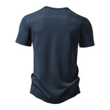 Men's Casual Jacquard Henley Neck Slim Fit Short Sleeve T-Shirt 92288651M
