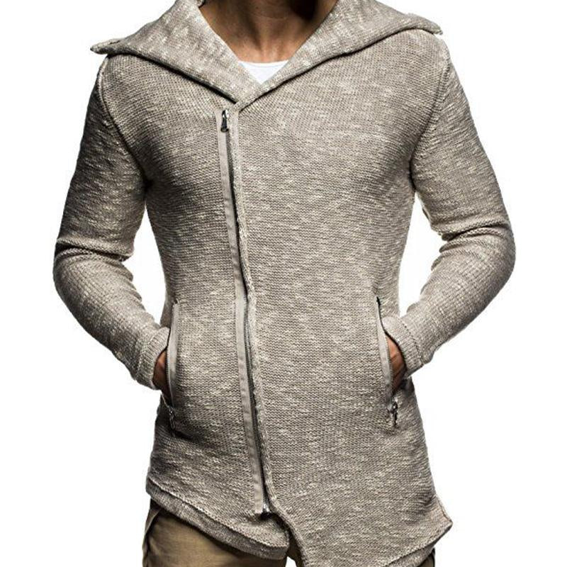 Men's Light Grey Knit Zipper Blend Cardigan 96488470U