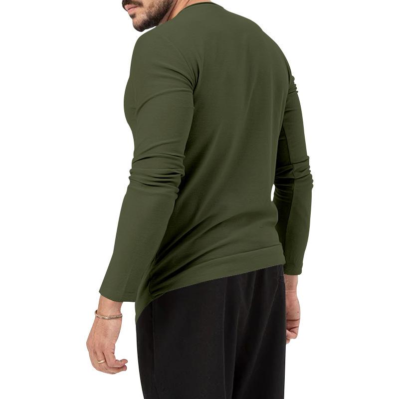 Men's Casual Cotton Blended Round Neck Slim Fit Long Sleeve T-Shirt 69570431M