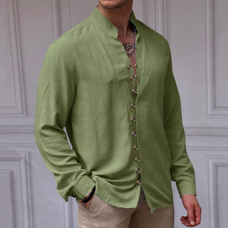 Men's Vintage Cotton and Linen Casual Loose Shirt 40440047U